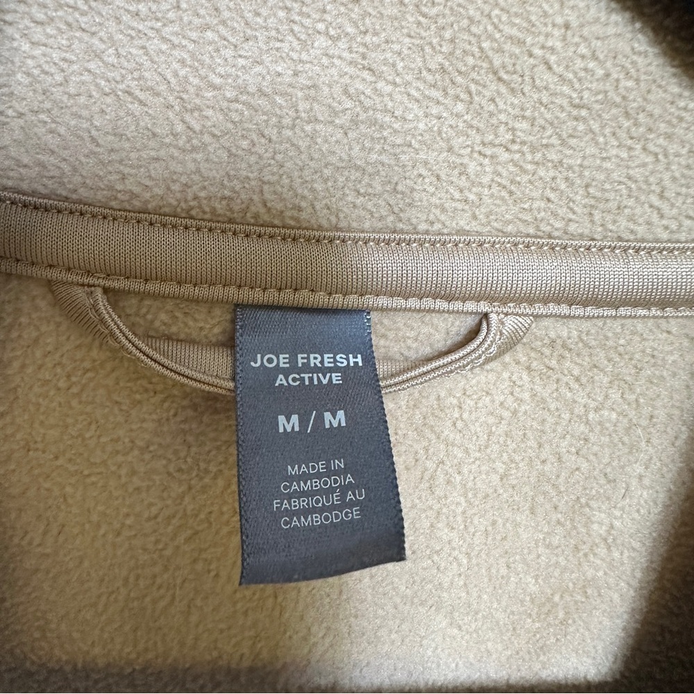 Joe Fresh Tan Sherpa Jacket M Teddy Fleece Zip Up Cozy Mock Neck Jacket - Picture 6 of 6